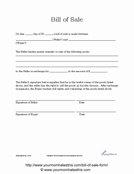 Simple Bill Of Sale forms Best Of Download Bill Sale form Pdf