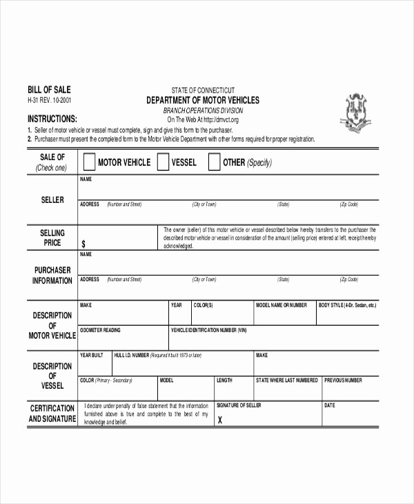 Simple Bill Of Sale forms Lovely Sample Bill Of Sale for Car 8 Free Documents In Pdf