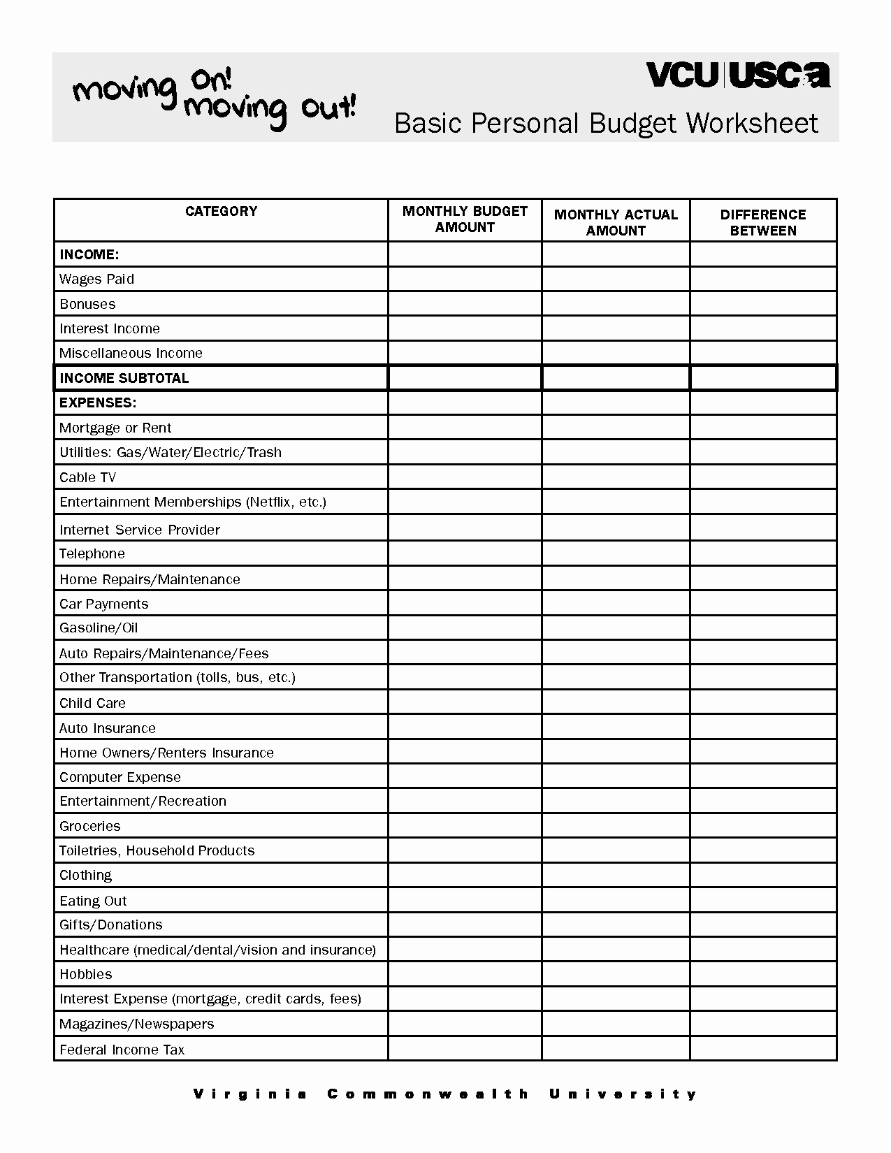 Simple Household Budget Template Free Unique 7 Best Of Basic Monthly Bud Worksheet Printable