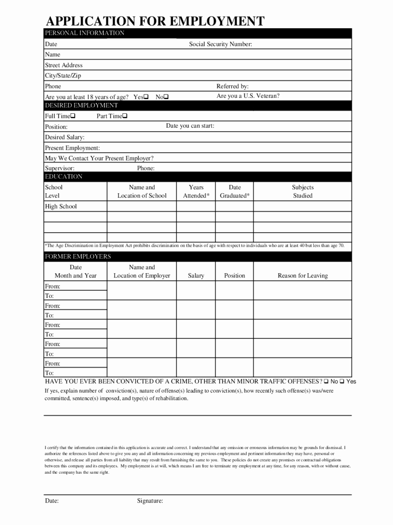 Simple Job Application Template Free Awesome 2019 Basic Job Application form Fillable Printable Pdf