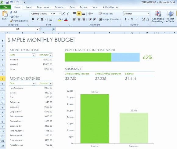 Simple Monthly Budget Template Excel New Simple Monthly Bud Spreadsheet for Excel 2013