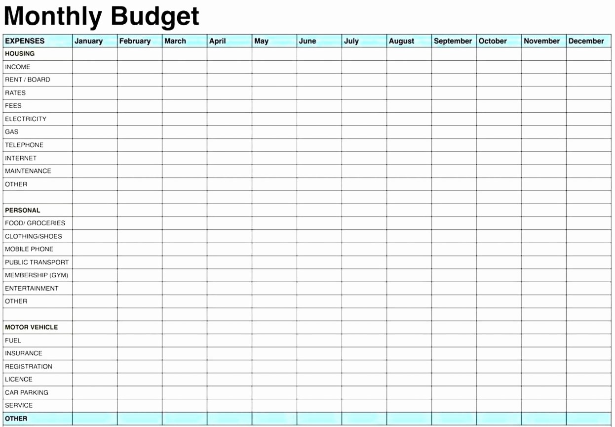 Simple Monthly Household Budget Template Elegant Printable Simple Excel Monthly Bud Template