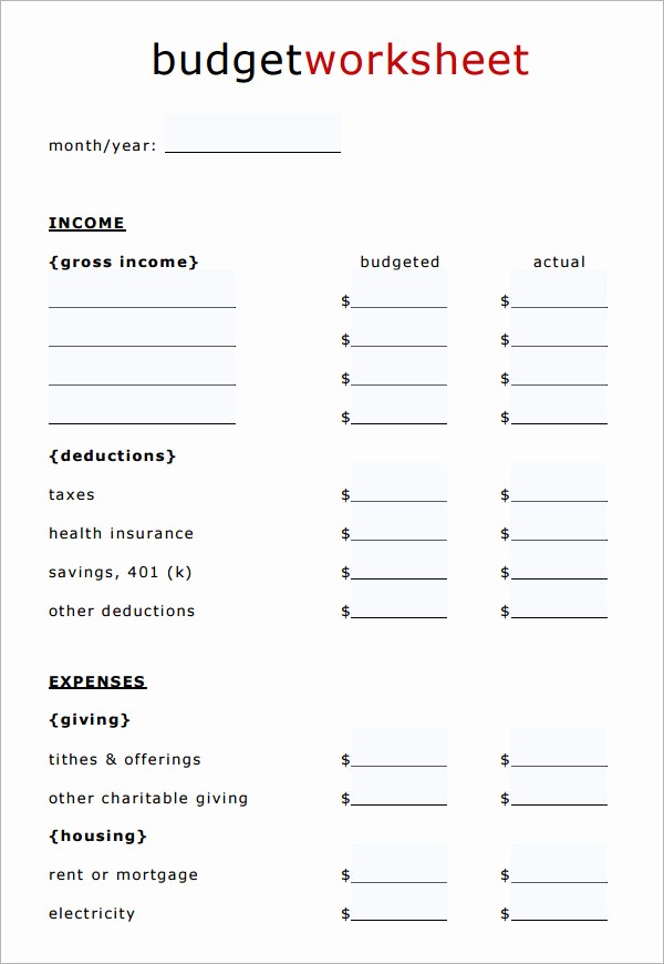 Simple Monthly Household Budget Template Inspirational Household Bud Template 8 Download Free Documents In