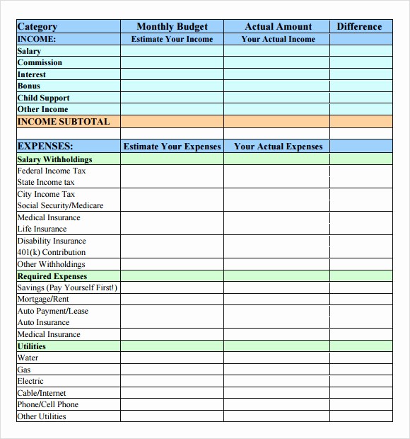 Simple Monthly Household Budget Template Lovely 8 Bud Samples