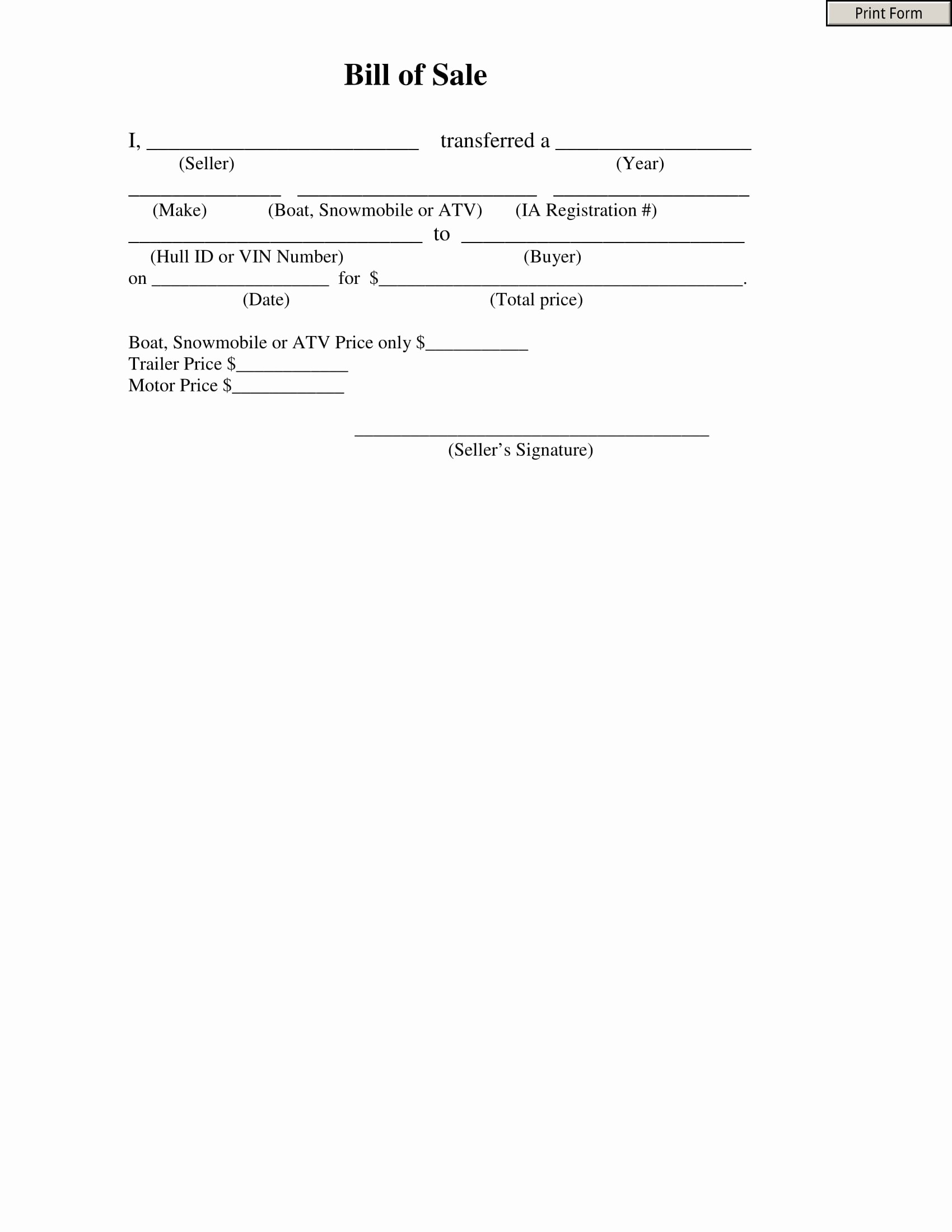 Simple Motorcycle Bill Of Sale Awesome Bill atv Bill Sale form