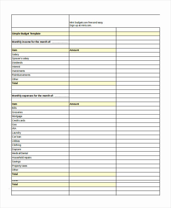 Simple Personal Budget Template Excel Fresh Excel Bud Template 10 Free Excel Documents Download
