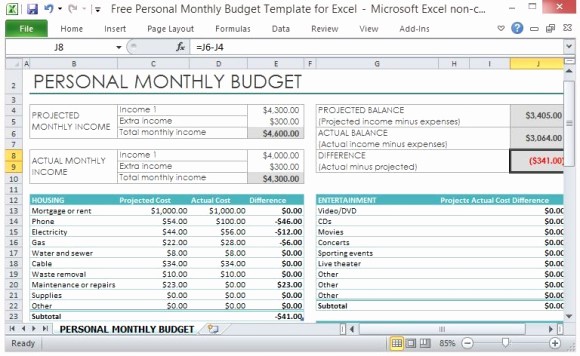 Simple Personal Budget Template Excel Inspirational Free Personal Monthly Bud Template for Excel