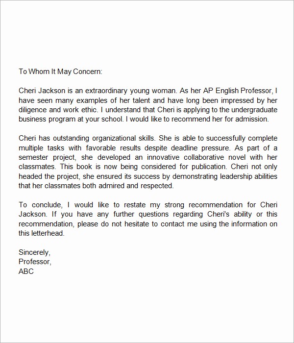 Simple Recommendation Letter for Student Lovely Sample Re Mendation Letter for Middle School Student