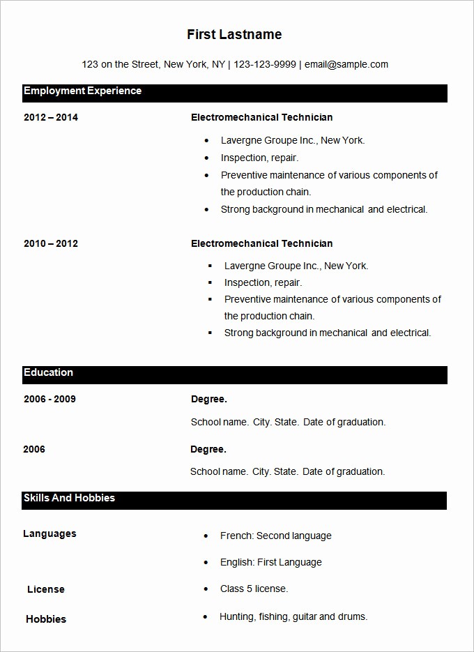 Simple Resume Examples for Jobs Lovely 70 Basic Resume Templates Pdf Doc Psd
