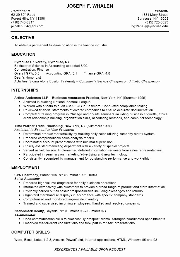 Simple Resume Examples for Students Awesome Simple Resume Template for College Students