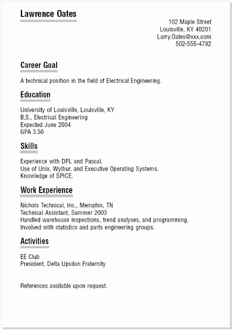 Simple Resume Examples for Students Elegant 7 Example Of A Simple Resume for Student