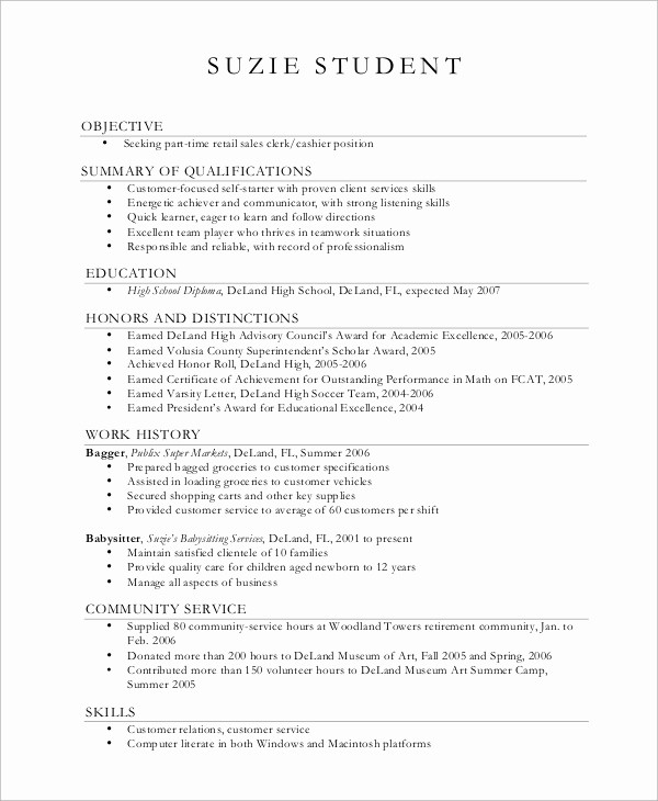 Simple Resume Examples for Students Elegant 9 Simple Resume Examples