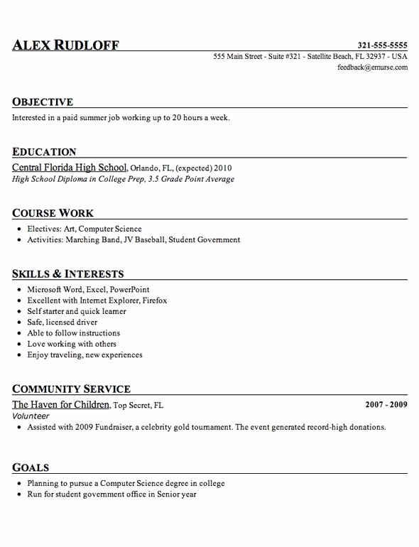 Simple Resume Examples for Students Unique Basic Student Resume Templates Basic High School Student