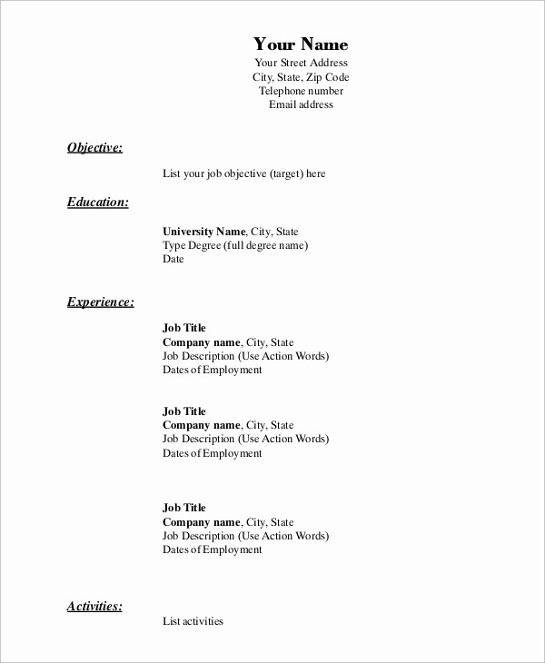 Simple Resume format for Job Best Of 9 Simple Resume Examples