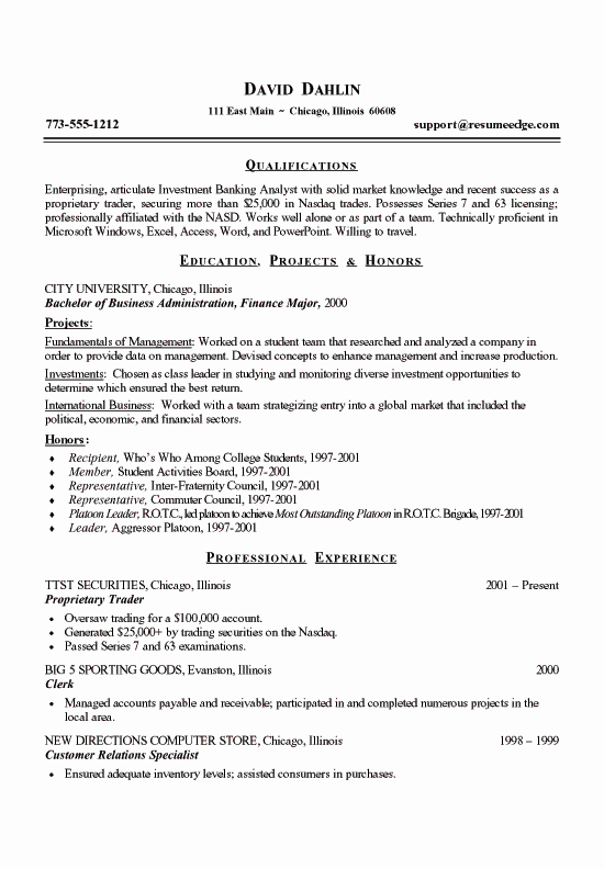 Simple Resume Template for Students Beautiful Finance Student Resume Example Sample