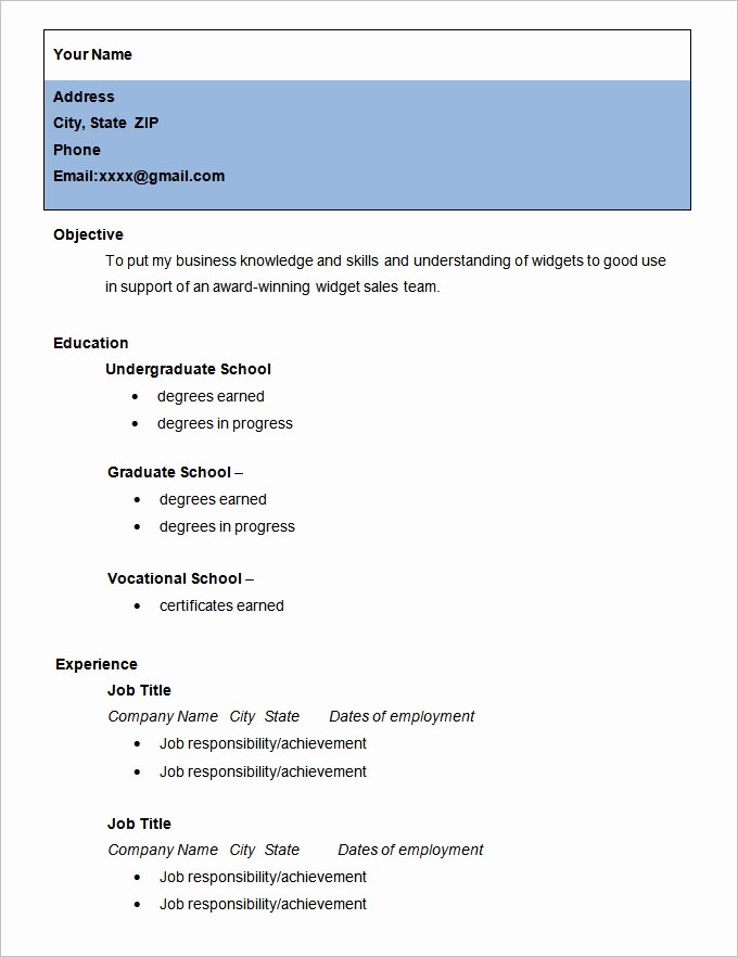 Simple Resume Template for Students Elegant Simple Resume Template 46 Free Samples Examples
