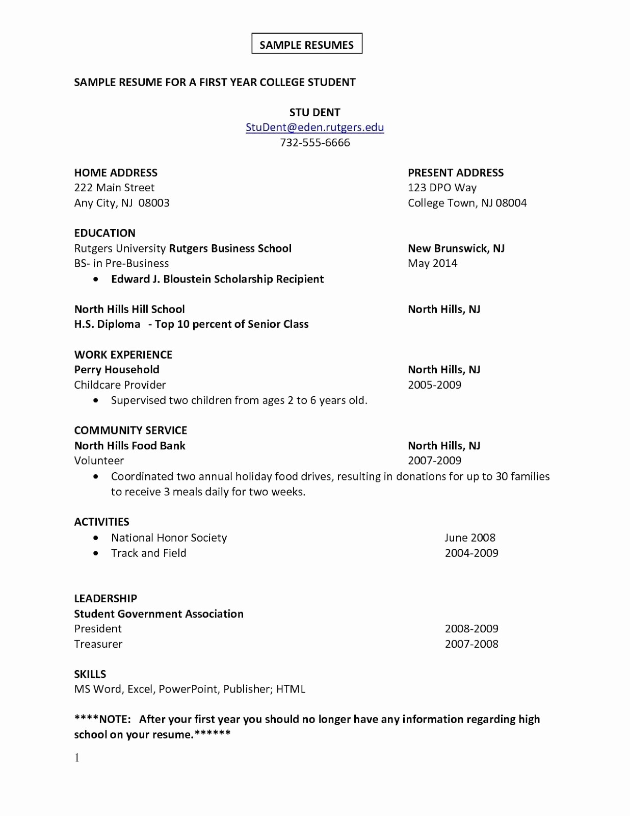 Simple Resume Template for Students Fresh First Job Sample Resume Sample Resumes