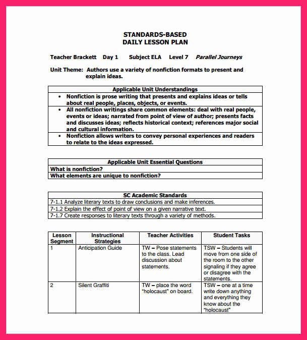 Single Subject Lesson Plan Template Awesome Daily Lesson Plan Template