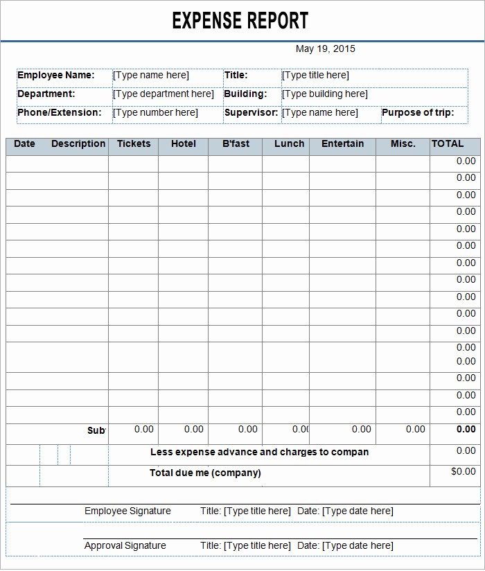 Small Business Expense Report Template Awesome Detailed Monthly Expense Report Template for Business