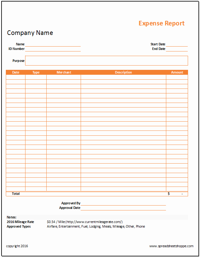 Small Business Expense Report Template Lovely Simple Expense Report Template