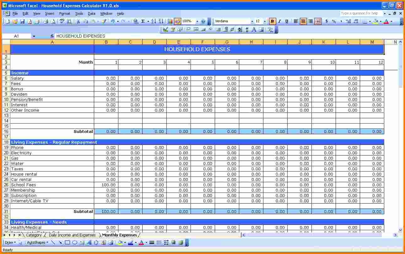 tracking business expenses in excel