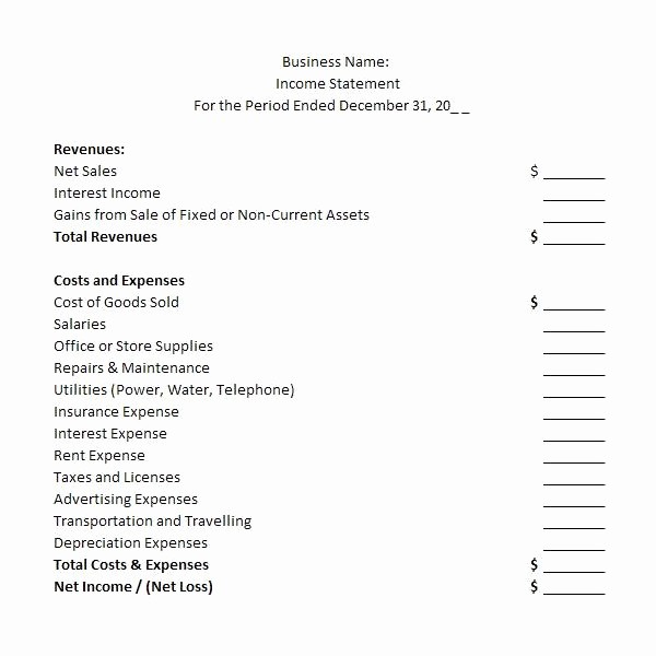 Small Business Income Statement Template Beautiful Free In E Statement Template Examples &amp; Guidelines for