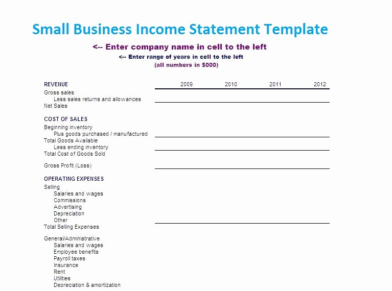 Small Business Income Statement Template Luxury Small Business In E Statement Template