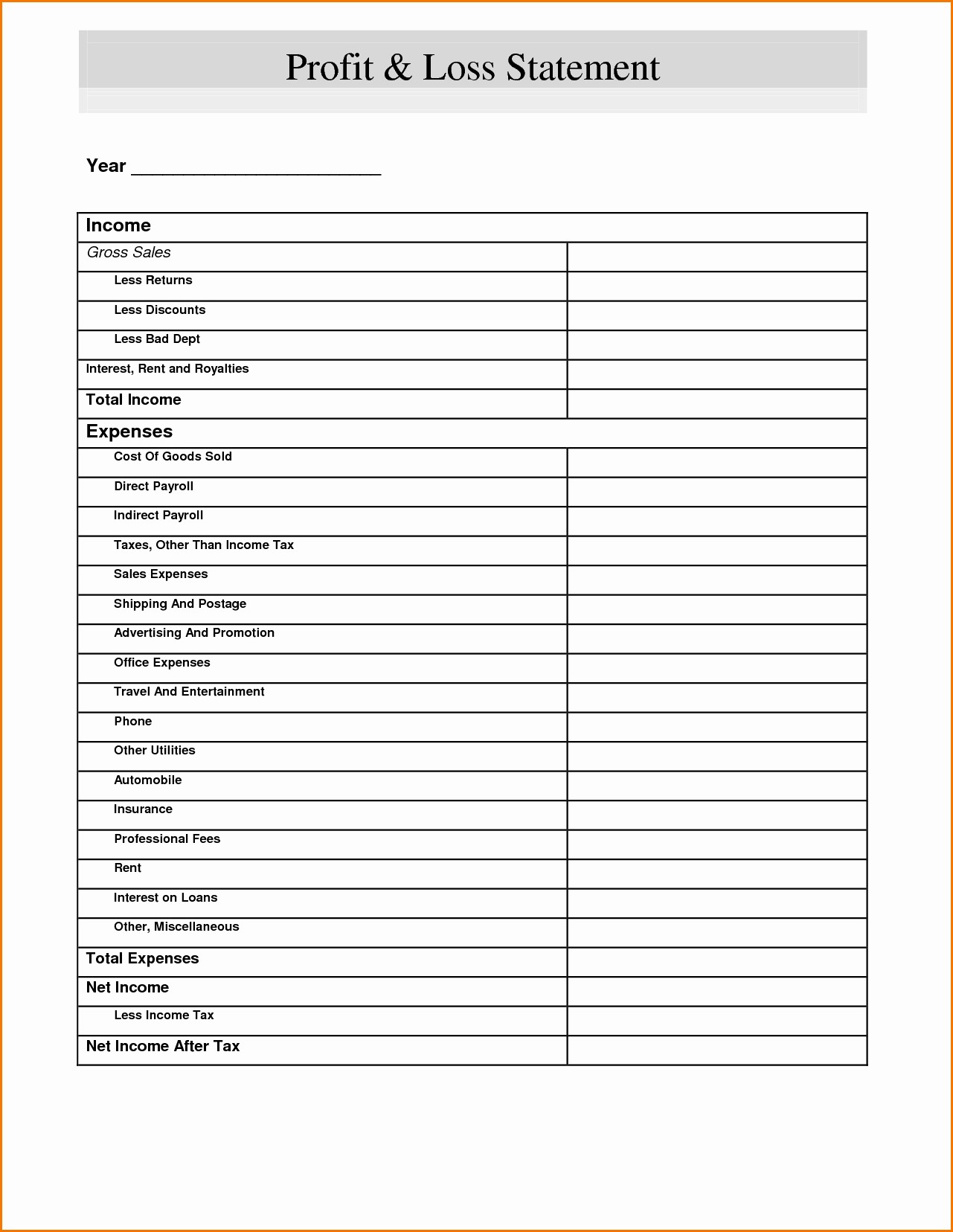 Small Business P&amp;amp;l Best Of P Amp L Statement Template and Sample P and L Statement