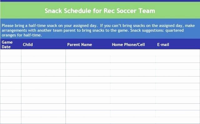 Snack Schedule Template for soccer Fresh Football Stat Sheet Template Excel Schedule Full Size