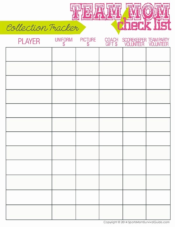 Snack Schedule Template for soccer Lovely Sports Team Mom Duty Checklist Team Mom