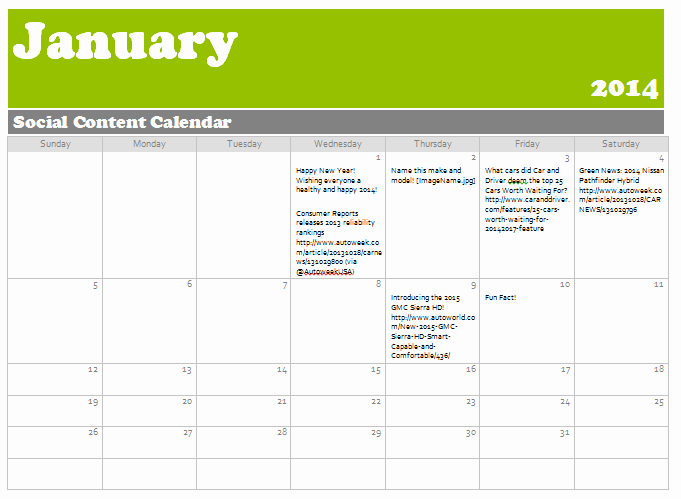 Social Media Content Calendar Templates Lovely Automotive social Media Content Calendars Tips &amp; Templates