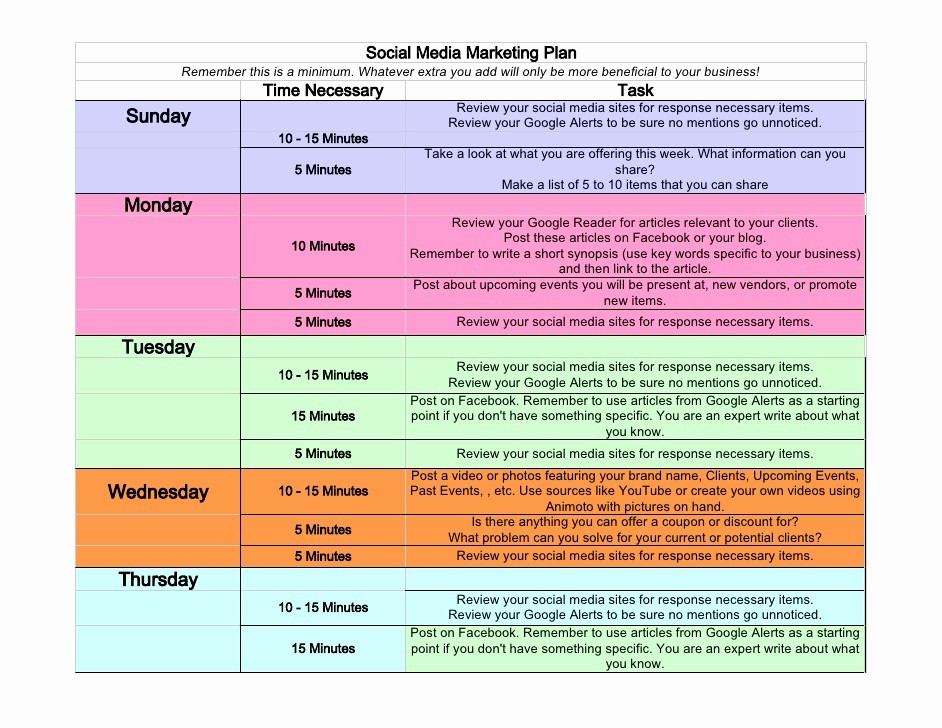 Social Media Post Schedule Template Inspirational social Media Weekly Schedule