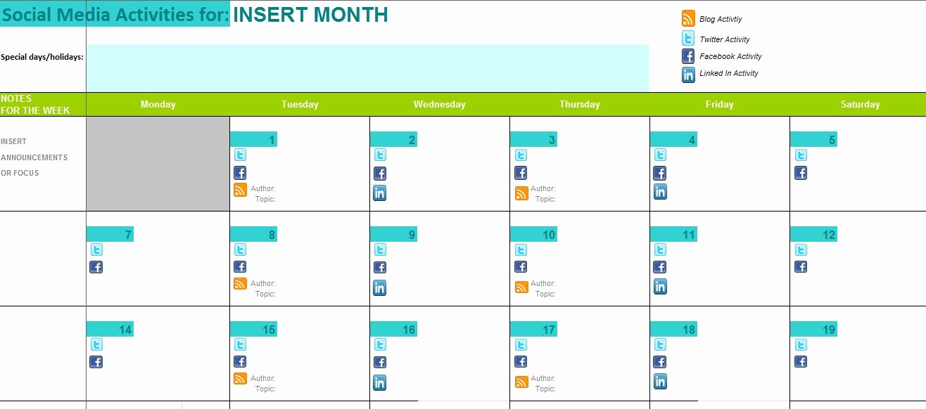 Social Media Post Schedule Template Lovely the Best Content and social Media Calendar Templates
