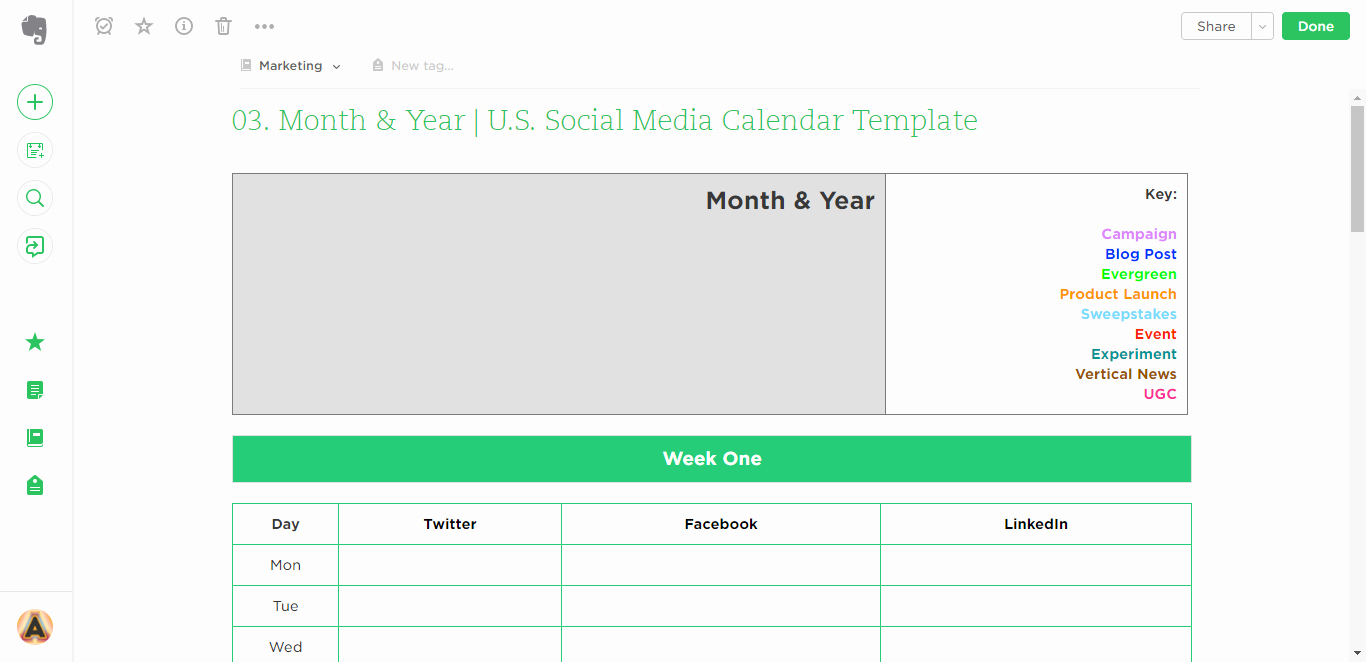Social Media Post Scheduler Template Best Of 21 Evernote Templates &amp; Workflows to Skyrocket