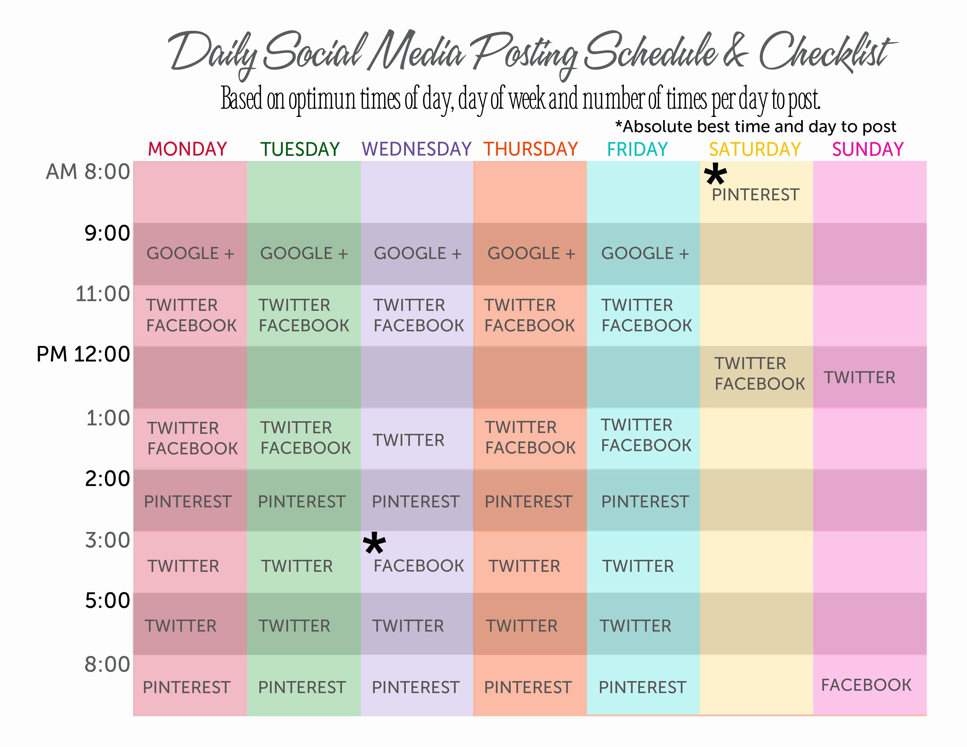 Social Media Post Scheduler Template Luxury social Media Posting Schedule