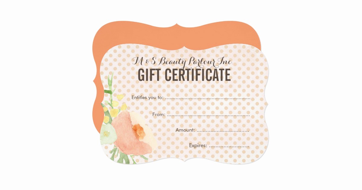 floral spa beautician t certificate template card