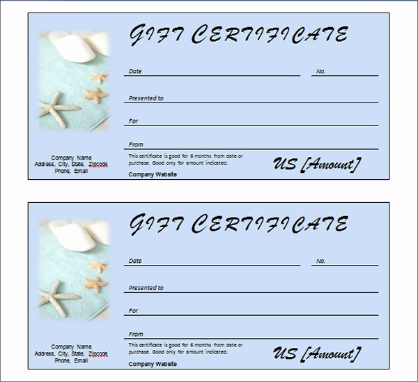 Spa Gift Certificate Template Free Luxury Printable Gift Certificate Templates