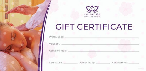 Spa Gift Certificates Templates Free Best Of 3 Massage Gift Certificate Template Doc Pdf