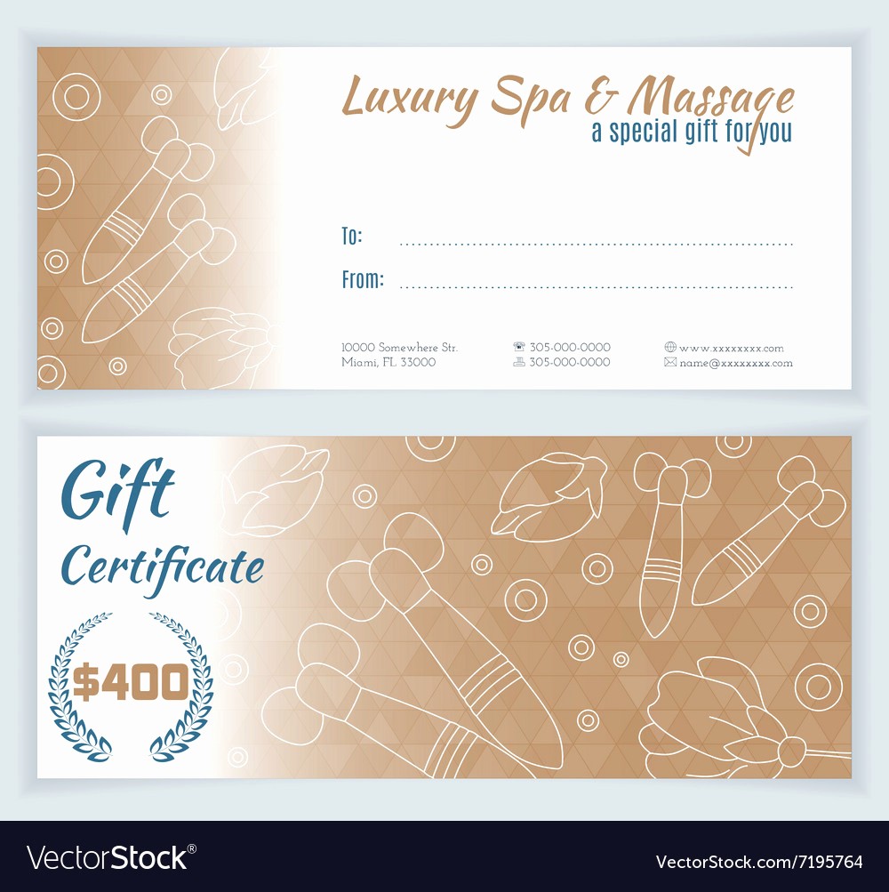 Spa Gift Certificates Templates Free Best Of Spa Massage T Certificate Template Royalty Free Vector
