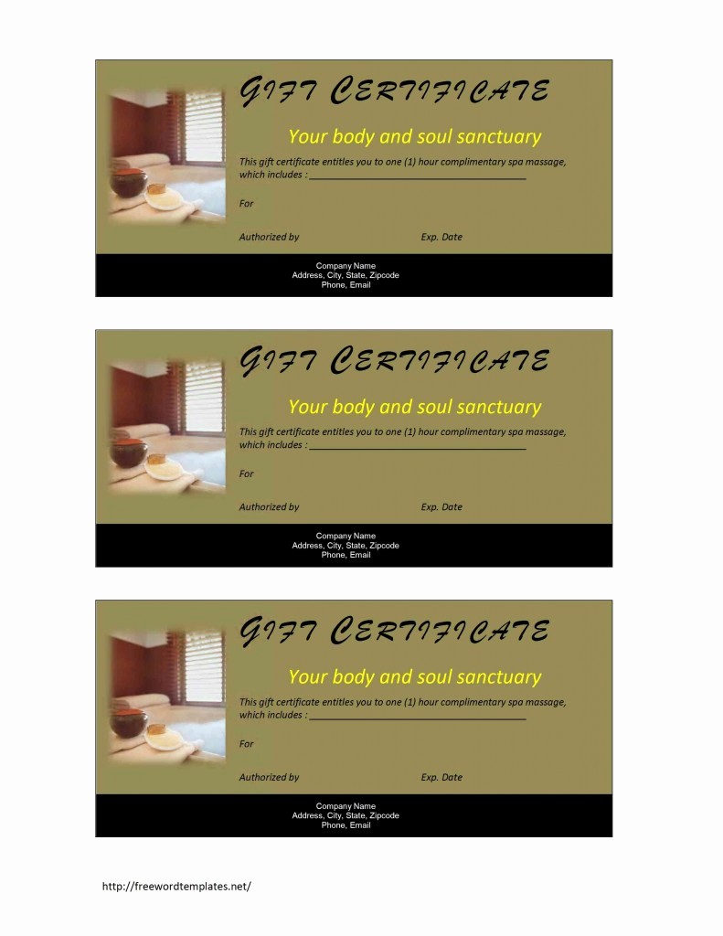 Spa Gift Certificates Templates Free Luxury Spa Gift Certificate Template