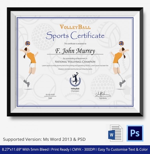 Sports Certificate Templates for Word Luxury 8 Sports Certificate Templates Free Sample Example
