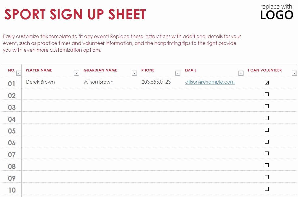 Sports Sign Up Sheet Template Awesome Sports Sign Up Sheet Template