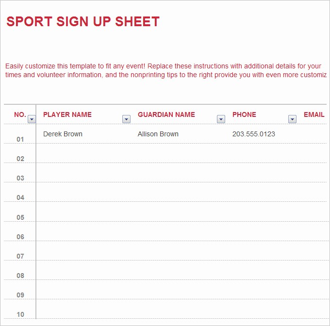 Sports Sign Up Sheet Template New 21 Sign Up Sheets – Free Word Excel &amp; Pdf Documents