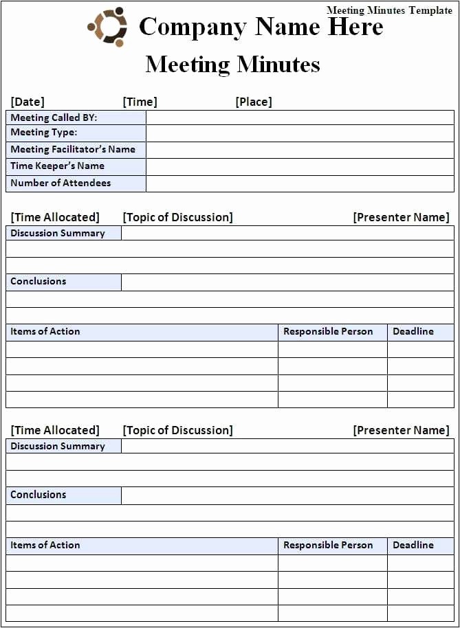 Staff Meeting Minutes Template Doc Unique 9 Meeting Minutes Templates Word Excel Pdf formats