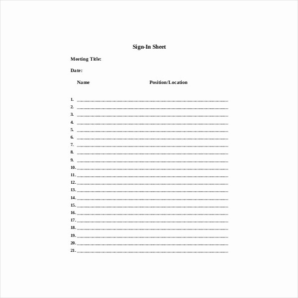 Staff Sign In Sheet Template Beautiful 8 Printable Sign In Sheet Templates Pdf
