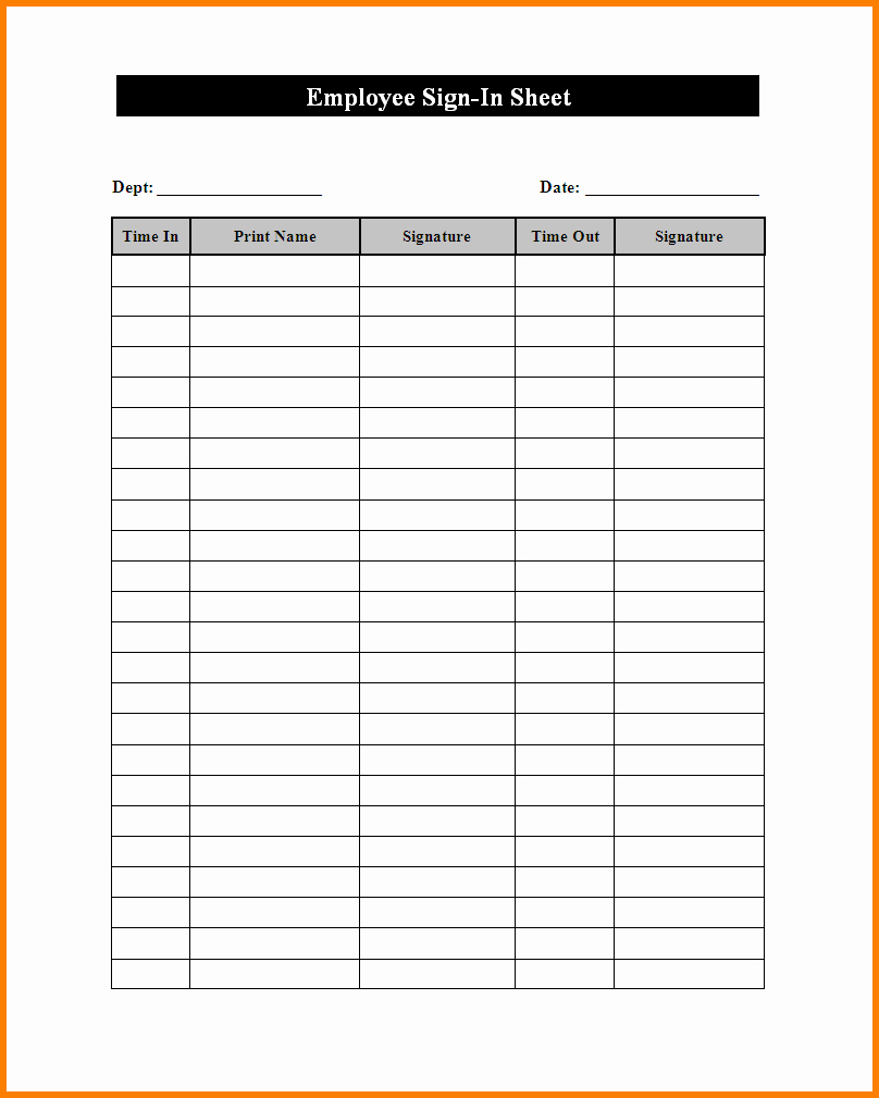 Staff Sign In Sheet Template Elegant Employee Sign F Sheet Template to Pin On