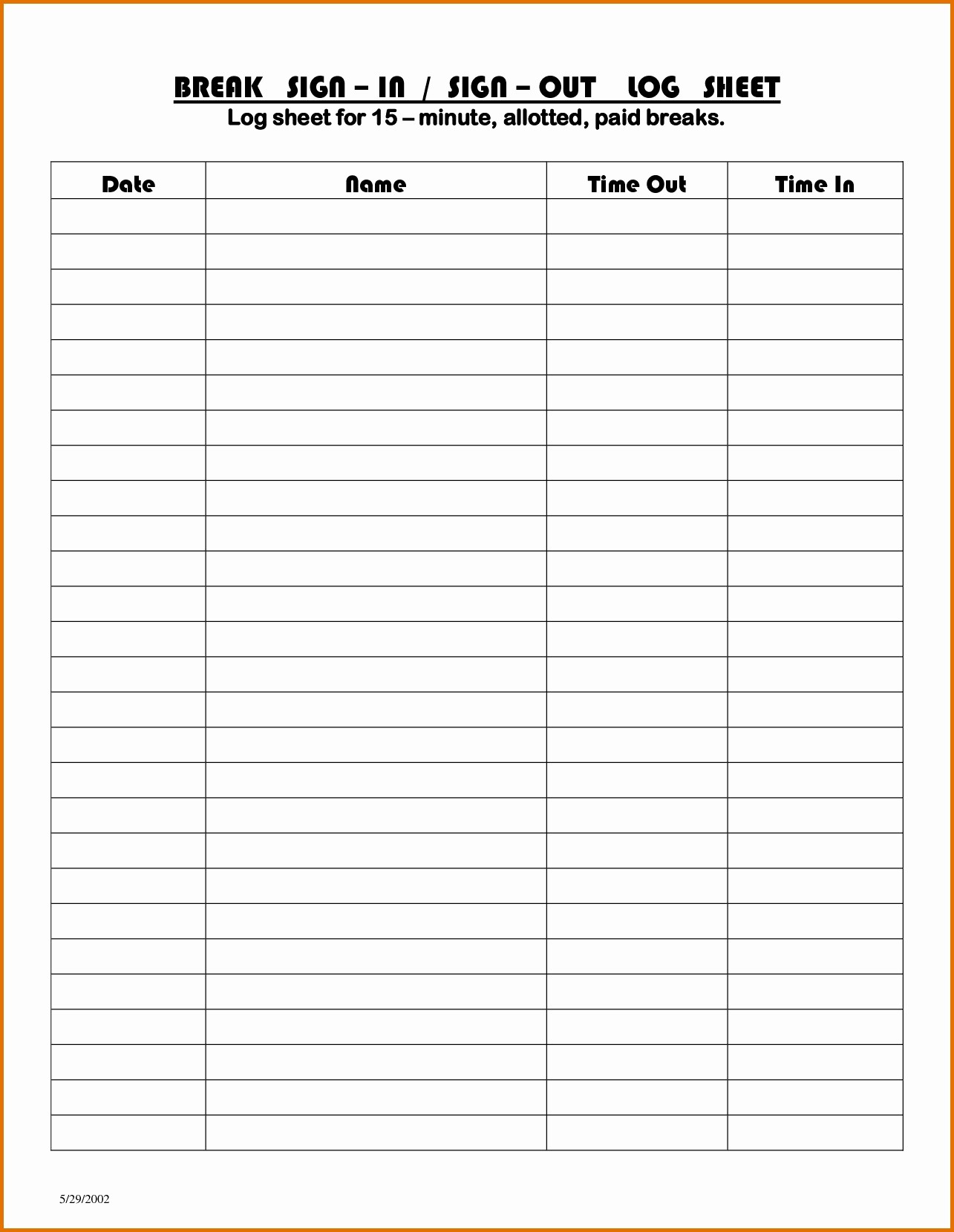 Staff Sign In Sheet Template Inspirational Printable Clock In Sheets for Employees Employee Sign In