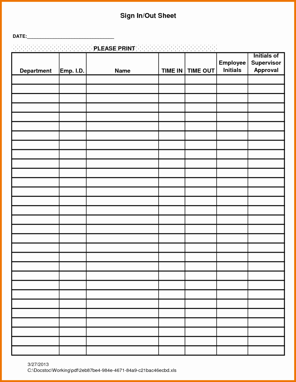 Staff Sign In Sheet Template Lovely Interesting Employee attendance Sign In Sheet with