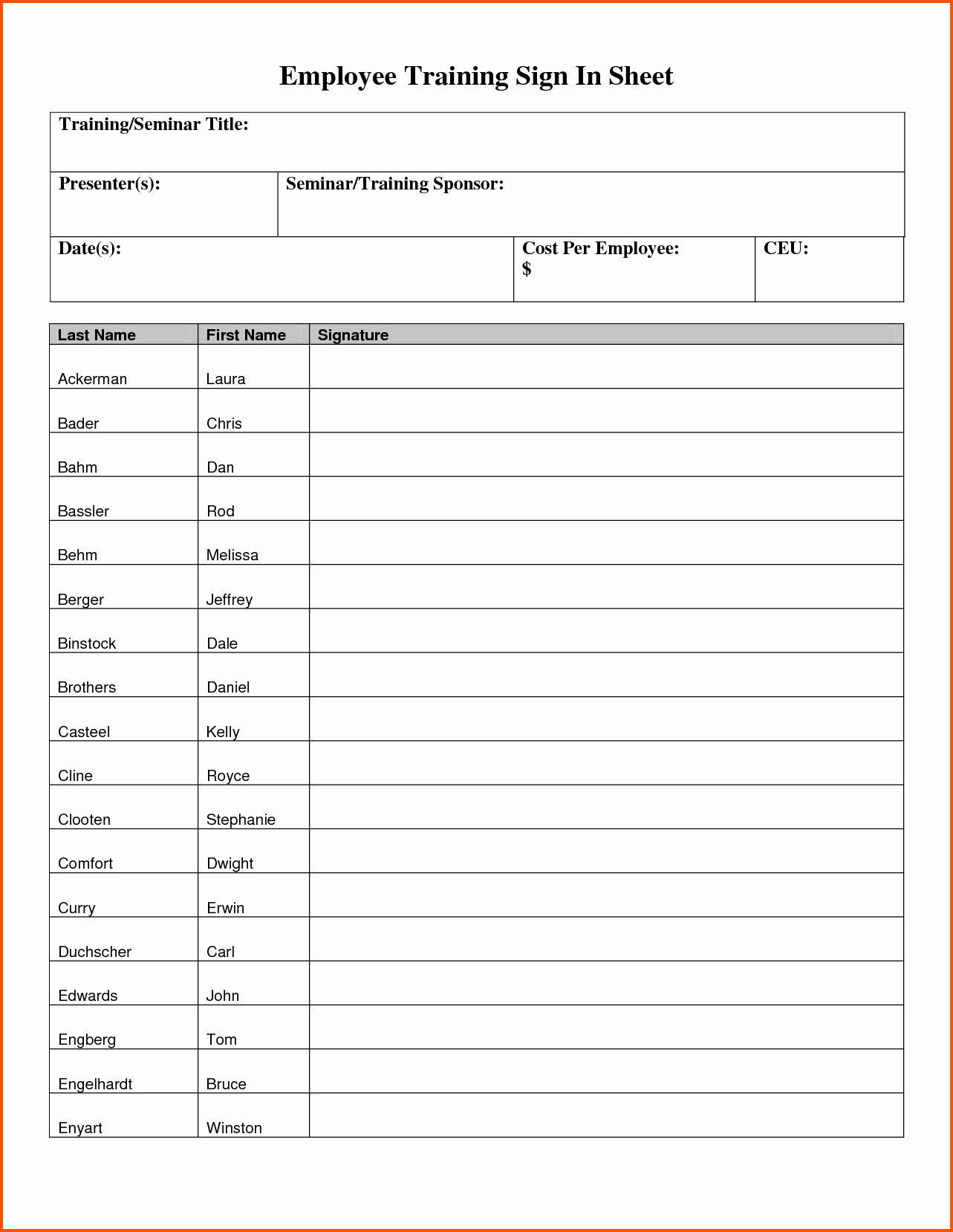 Staff Sign In Sheet Template Unique Employee Sign F Sheet Template to Pin On