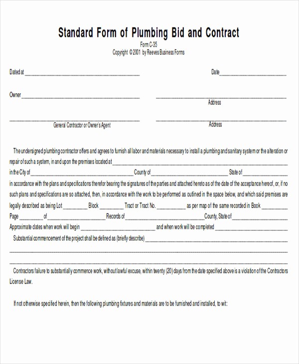 Standard Bid form for Construction Awesome 46 Sample Proposal forms